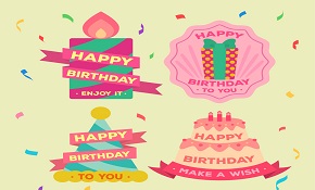 4 color birthday label vector mater